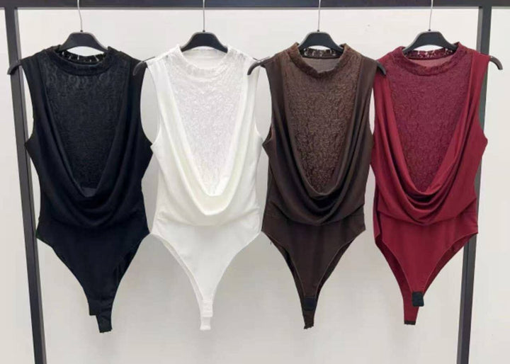 body in pizzo aderente elasticizzato&nbsp; Nero Level Stores