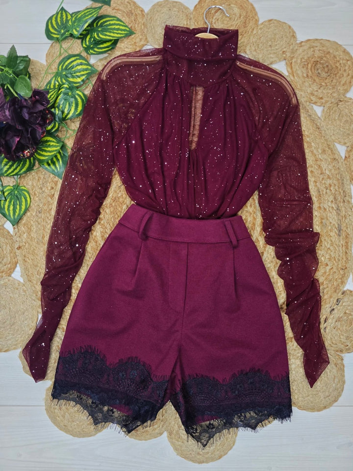 Body in tulle in lurex collo alto elegante Bianco Level Stores