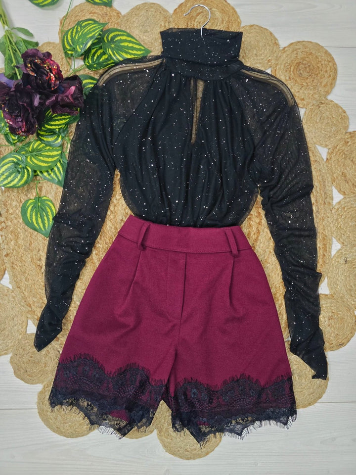 Body in tulle in lurex collo alto elegante Bianco Level Stores