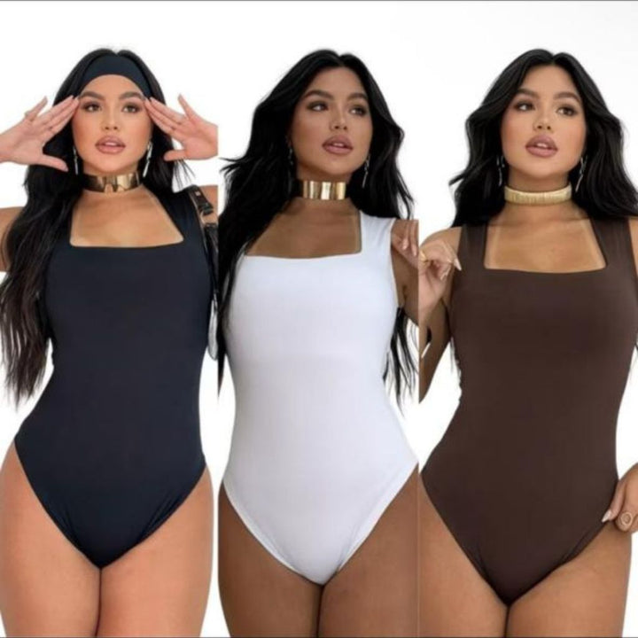Body Scollo quadrato elasticizzato Aderente Marrone Level Stores