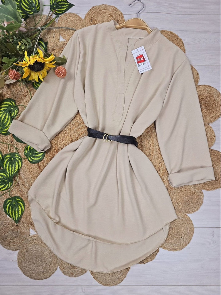 Camicia morbida Cintura inclusa Casual - Beige - Level Stores