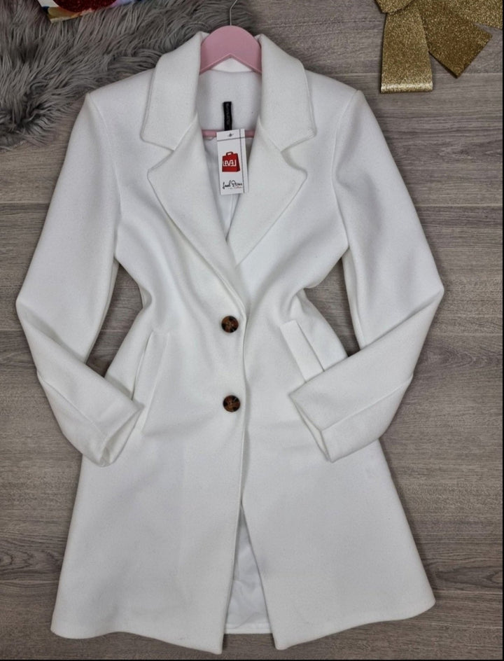 Cappotto in panno Aderente Scollo a V incrociato Tasche Bottonii - Grigio - Level Stores