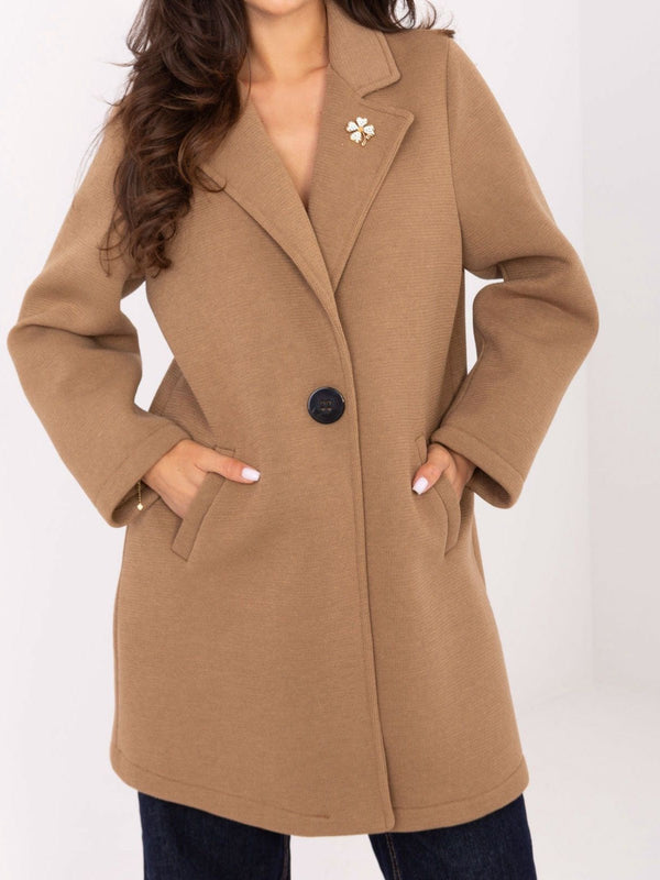 Cappotto in panno caratterizzato da chiusura bottone&nbsp; morbido e caldo Camel Level Stores