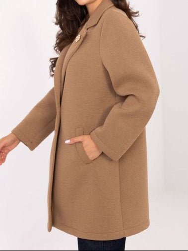 Cappotto in panno caratterizzato da chiusura bottone&nbsp; morbido e caldo Marrone Level Stores