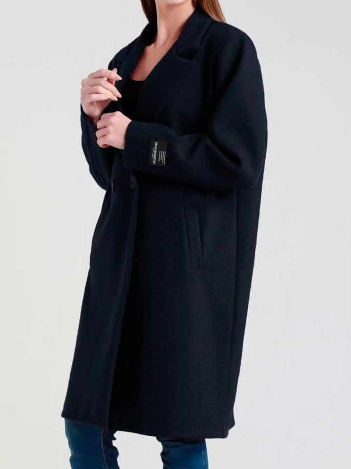 Cappotto in panno con bottone morbido e caldo Nero Level Stores