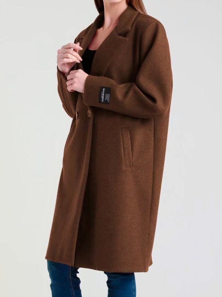 Cappotto in panno con bottone morbido e caldo Marrone Level Stores