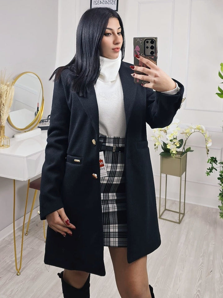 Cappotto in panno con doppio bottone e tasche laterali Grigio Level Stores