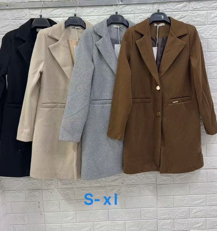 Cappotto in panno con doppio bottone e tasche laterali Marrone Level Stores