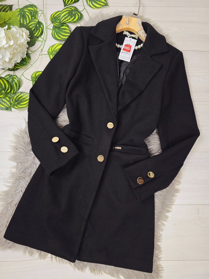 Cappotto in panno con doppio bottone e tasche laterali Marrone Level Stores