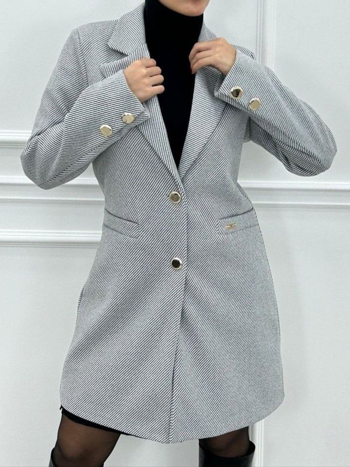 Cappotto in panno con doppio bottone e tasche laterali Grigio Level Stores