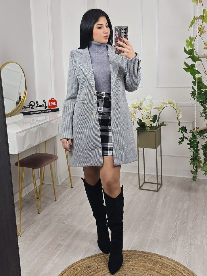 Cappotto in panno con doppio bottone e tasche laterali Grigio Level Stores