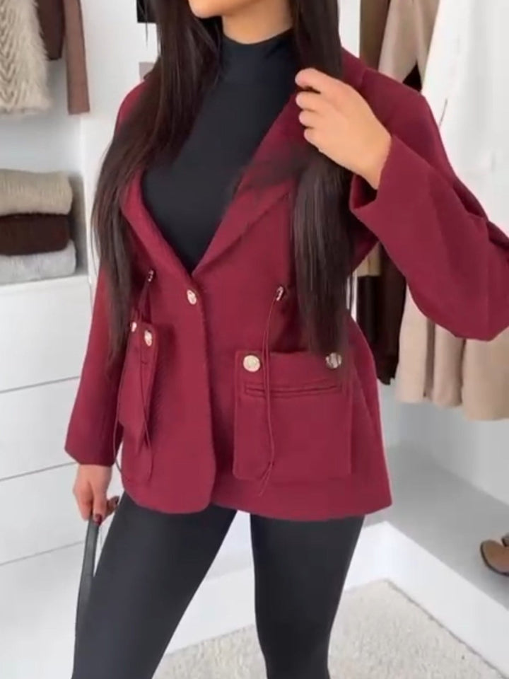 Cappotto in panno è dotata di fodera con bottone e tasche Tessuto pesante e caldo con lacci regolare Bordo Level Stores