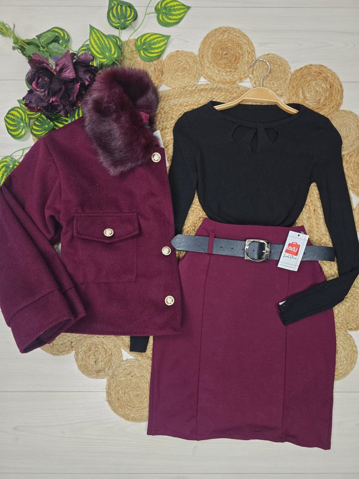 Cappotto in panno in pelliccia modello corto con tasche con fodera con maniche lunghe con bottoni morbido e caldo Nero Level Stores