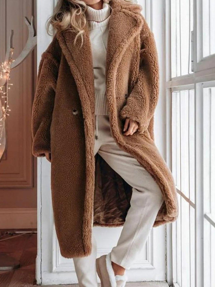 Cappotto teddy lungo bottoni tasche con fodera Nero Level Stores