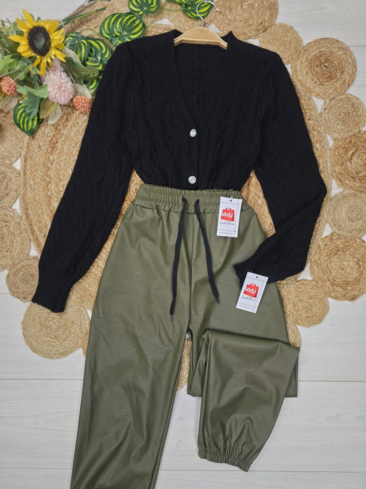 Cardigan in maglia con bottoni strass scollo a v con maniche lunghe a palloncino Bianco Level Stores