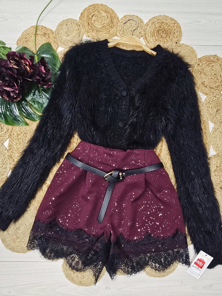 Cardigan in pelliccia modello corto con bottoni morbido e caldo Bianco Level Stores