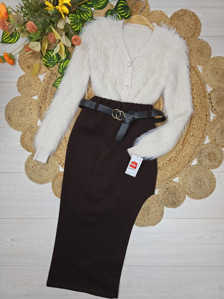 Cardigan&nbsp; in pelliccia modello corto con bottoni morbido e caldo Beige Level Stores