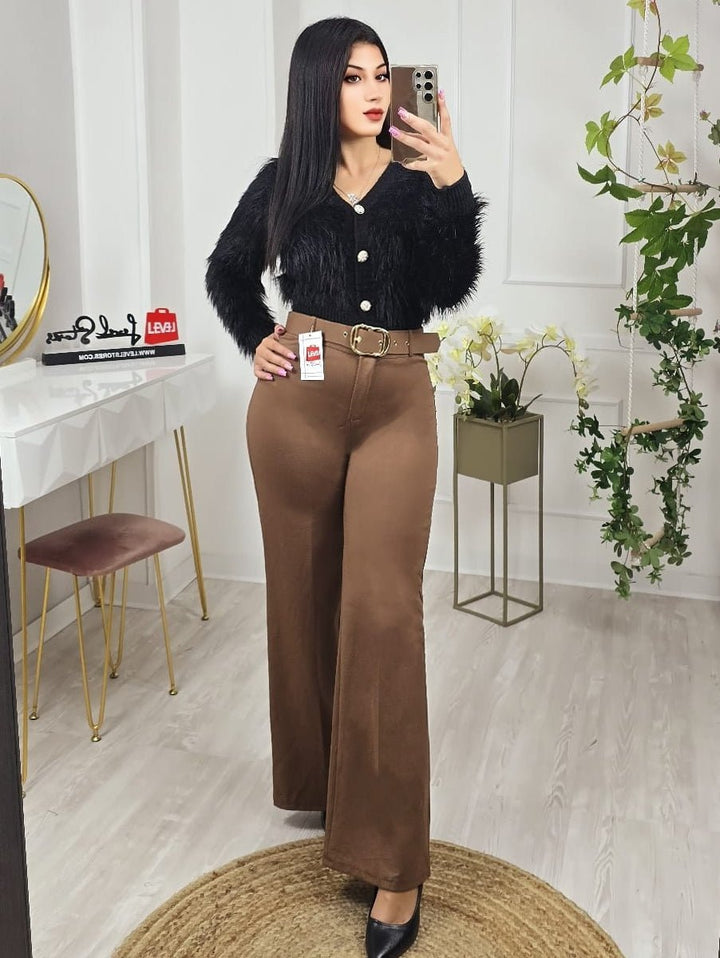 Cardigan&nbsp; in pelliccia modello corto con bottoni morbido e caldo Marrone Level Stores