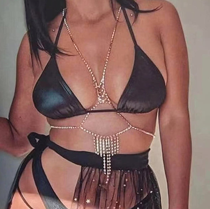 Catena del corpo per donna per pancia per vita sexy per bikini spiaggia Strass - Argento - Level Stores