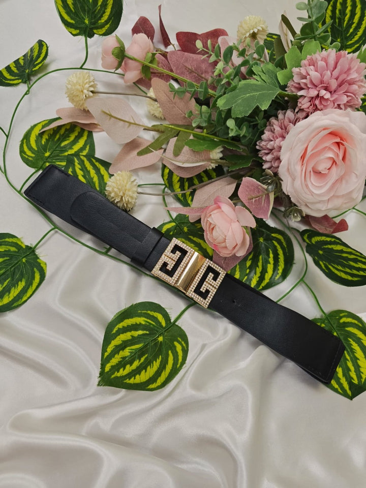 Cintura con fascia elastica Strass Nero Nero Level Stores