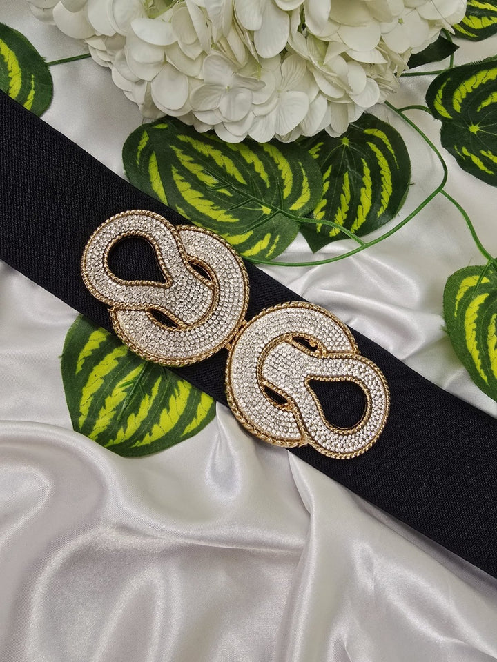 Cintura con fascia elastica Strass Nero Nero Level Stores