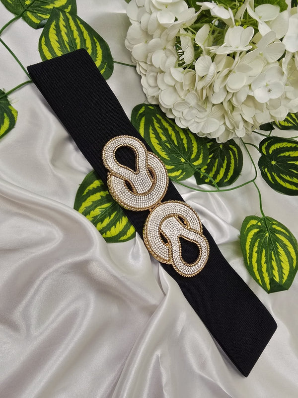 Cintura con fascia elastica Strass Nero Nero Level Stores