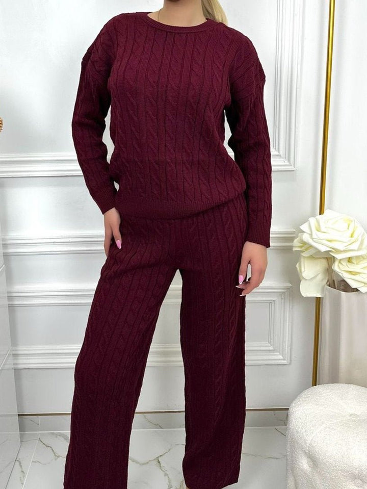 Completo maglia - pantalone in maglia motivo a intreccio - Bordo - Level Stores