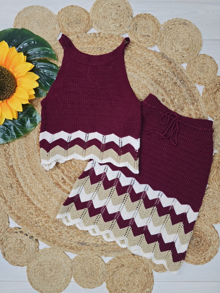 Completo traforato con top e gonna multicolore - Bordo - Level Stores