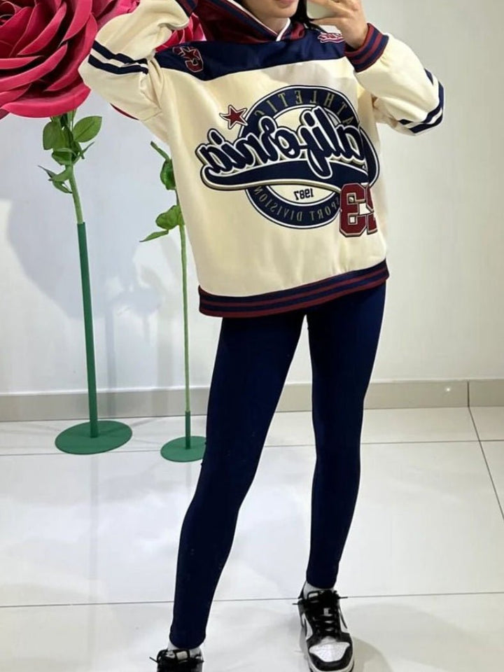 Completo tuta formato da felpa felpato con cappuccio e leggins in lycra elasticizzato Blu scuro Level Stores