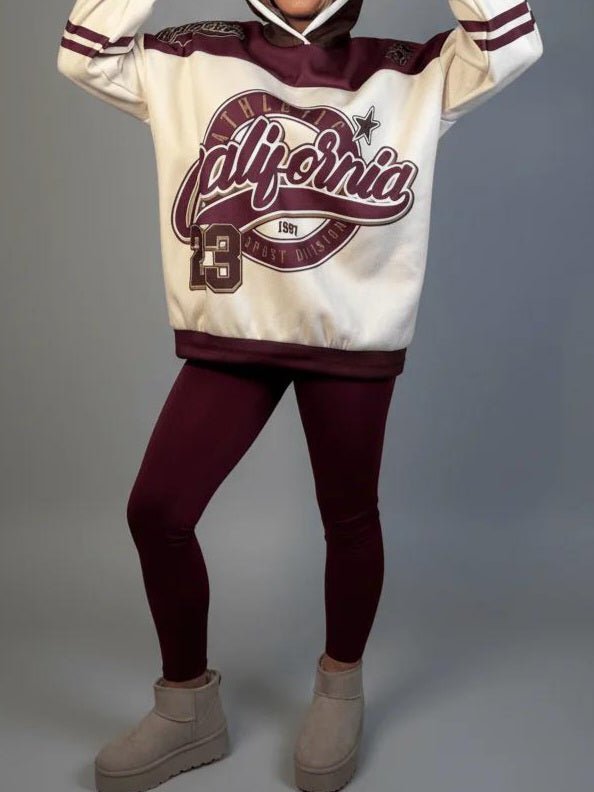 Completo tuta formato da felpa felpato con cappuccio e leggins in lycra elasticizzato Bordo Level Stores