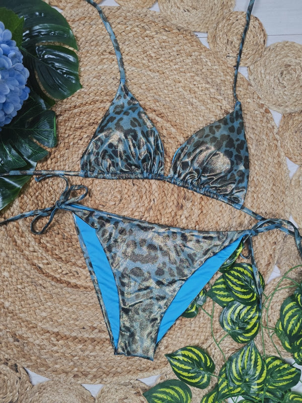 Costume da bagno con fantasia maculato - Azzurro - Level Stores
