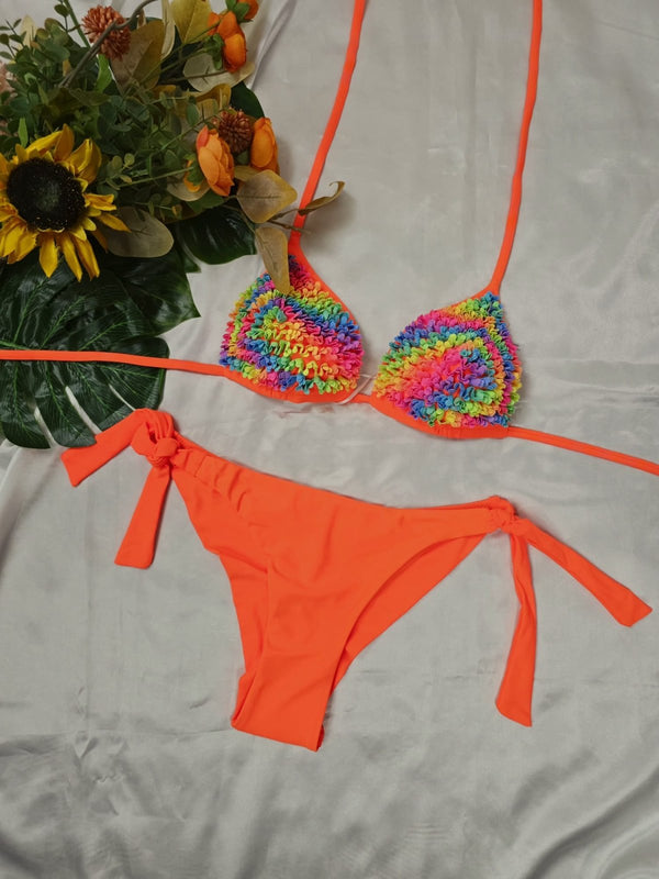Costume da bagno con fantasia multicolor - Arancione - Level Stores