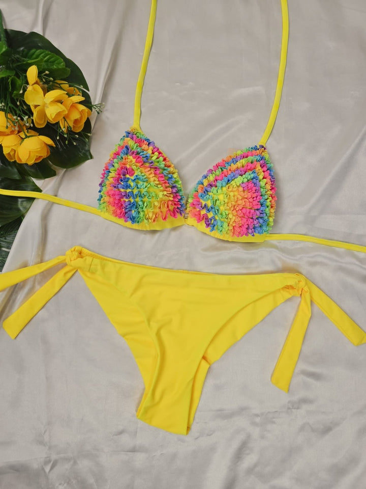 Costume da bagno con fantasia multicolor - Giallo - Level Stores