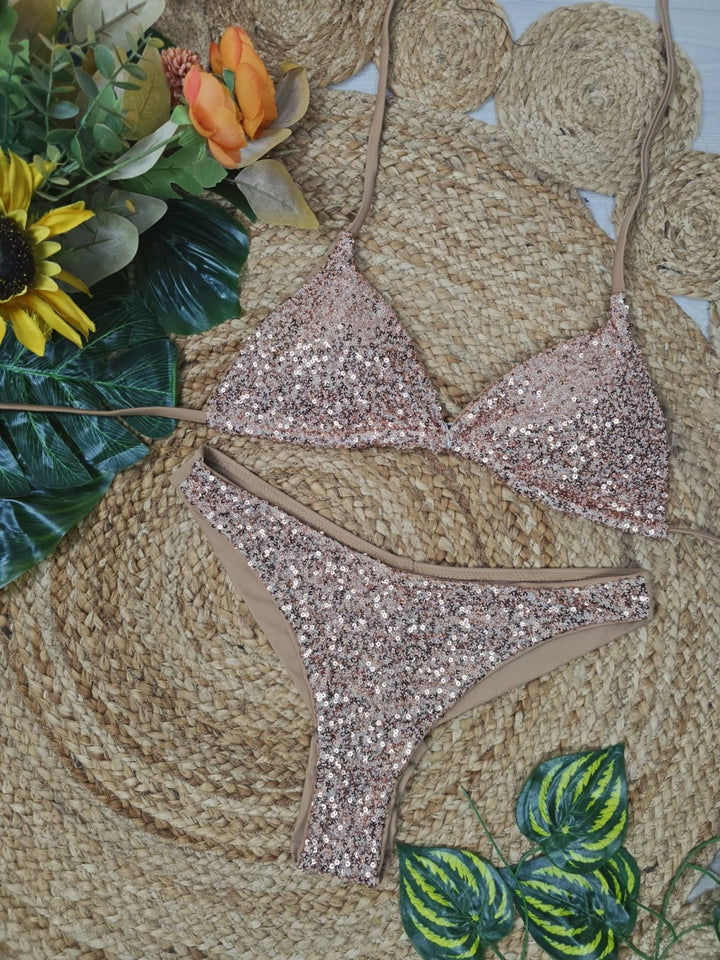 Costume da bagno con paillettes - Champagna - Level Stores