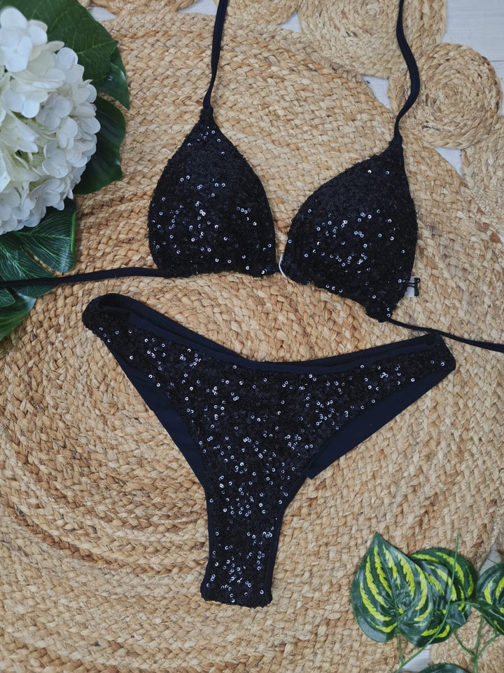 Costume da bagno con paillettes - Nero - Level Stores