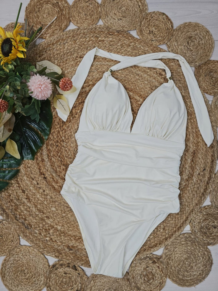 Costume da bagno intero in tinta unita - Beige - Level Stores