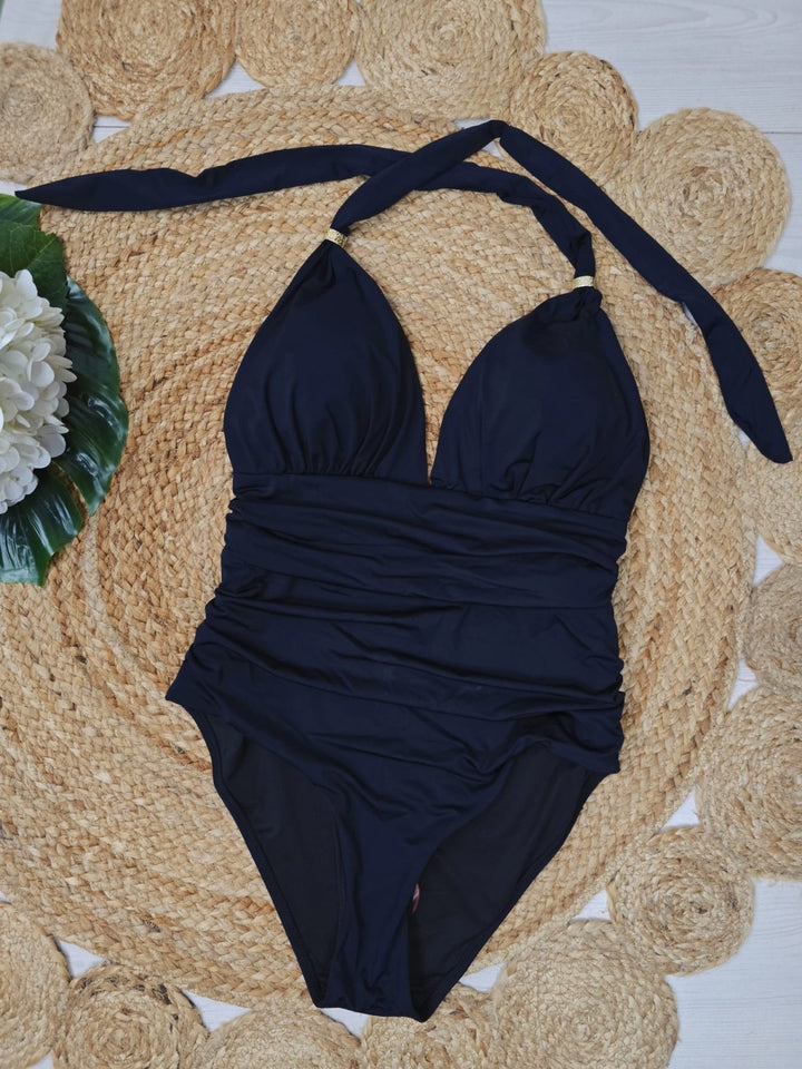 Costume da bagno intero in tinta unita - Nero - Level Stores