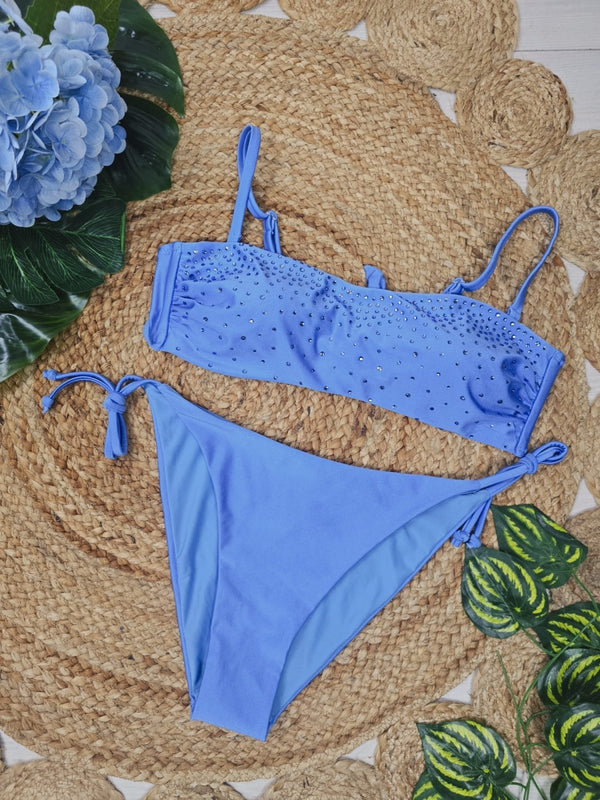 Costume da bagno strass - Celeste - Level Stores