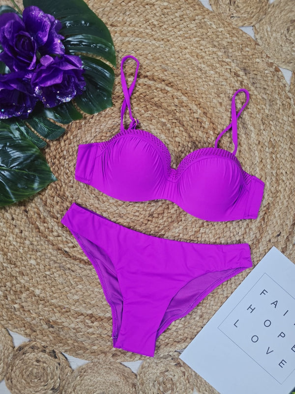 Costume da bagno tinta unita - Viola - Level Stores