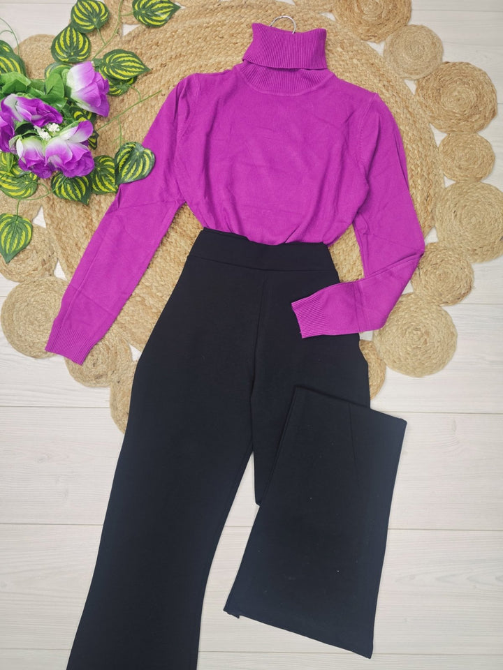 Dolcevita di maglione morbido Prugna Level Stores