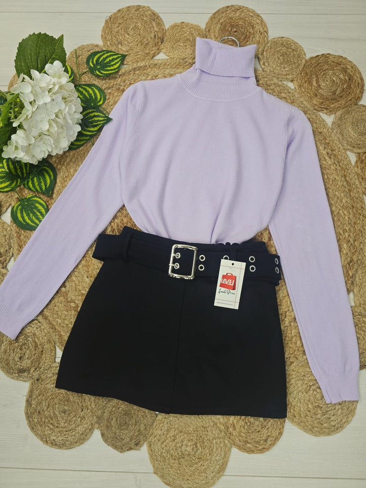 Dolcevita di maglione morbido Prugna Level Stores