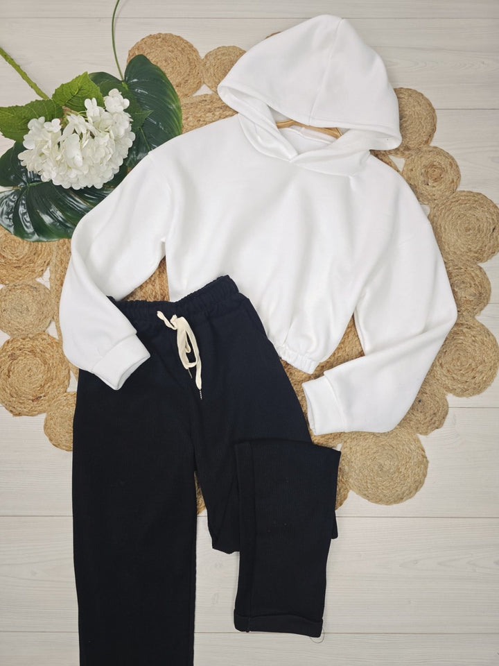 Felpa felpato modello corto basic sportivo Con cappuccio Bianco Level Stores