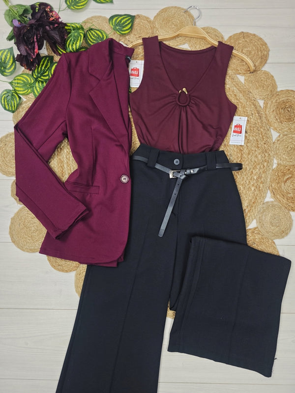 Giacca blazer a manica lunga con bottone elasticizzato casual Marrone Level Stores