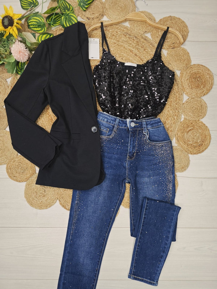 Giacca blazer a manica lunga con bottone elasticizzato casual Marrone Level Stores