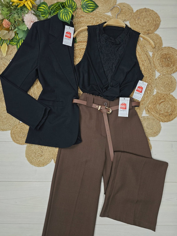 Giacca blazer a manica lunga con bottone elasticizzato casual Nero Level Stores
