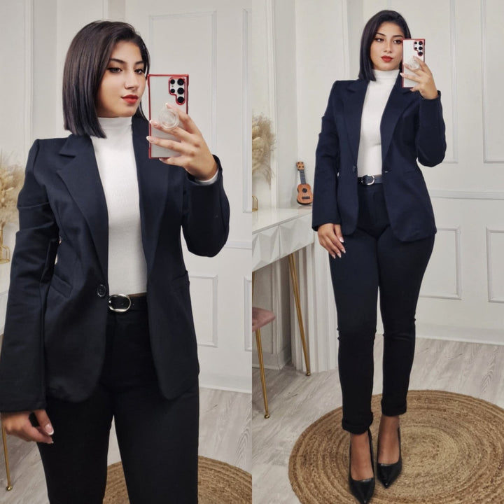 Giacca blazer a manica lunga con bottone elasticizzato casual Bordo Level Stores