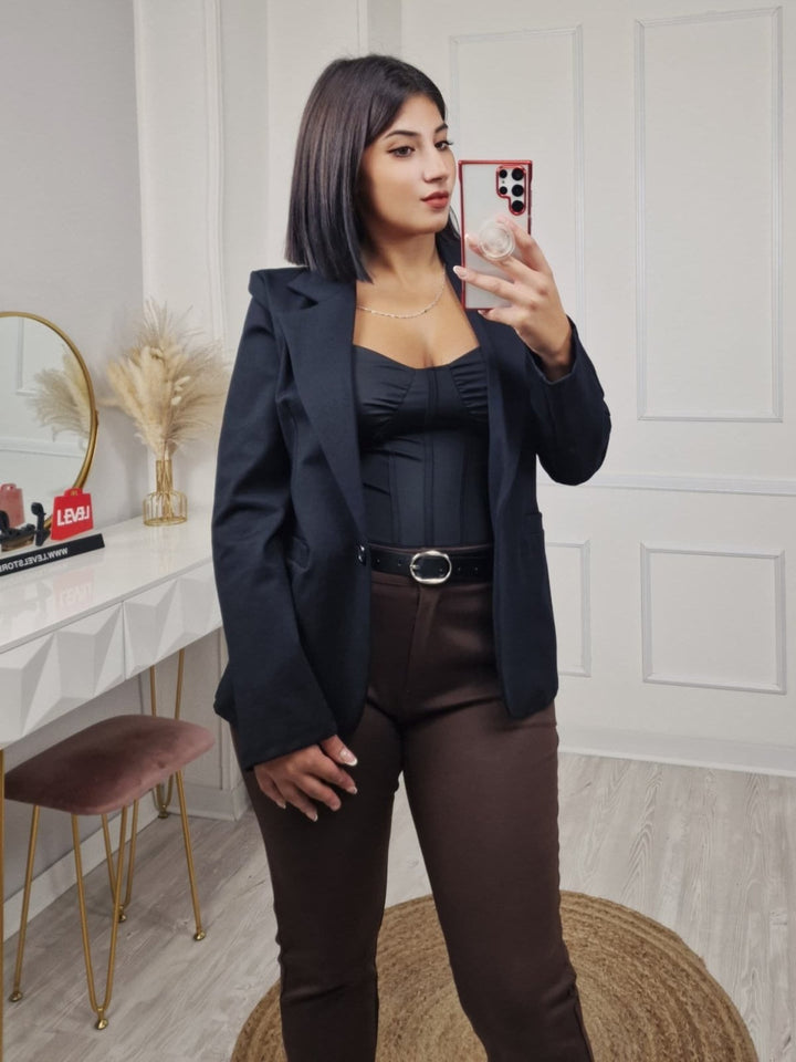 Giacca blazer a manica lunga con bottone elasticizzato casual Bordo Level Stores