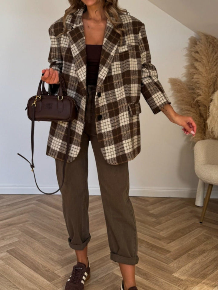 Giacca blazer in panno con bottone e tasche estetiche pesante e caldo morbido Bordo Level Stores