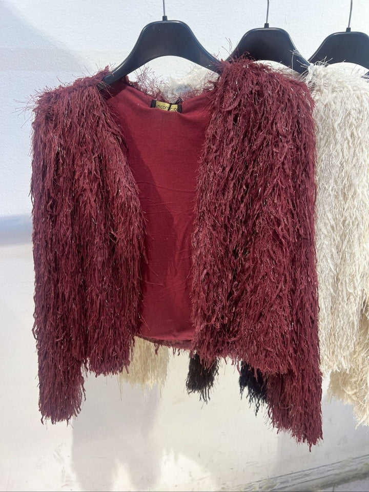 GIacca corta con piume morbido Bordo Level Stores