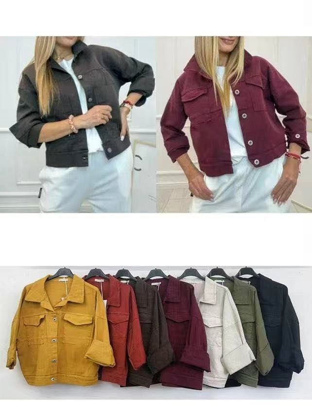 Giacca di cotone con bottone manica lunga rever classico Marrone Level Stores